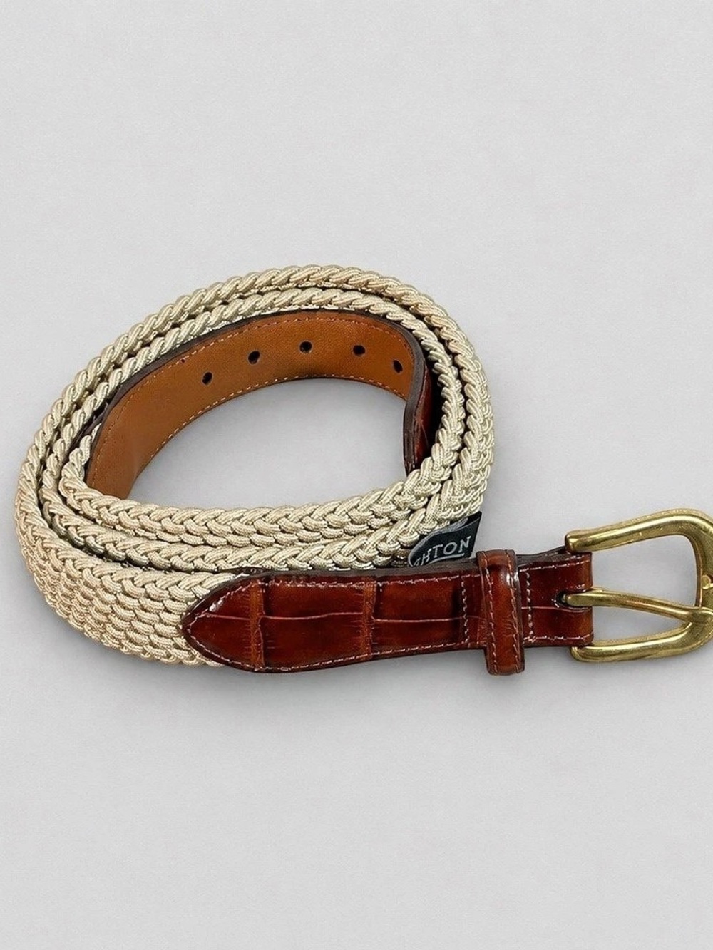 Brighton Braided Belt in Brown & Cream Size 4